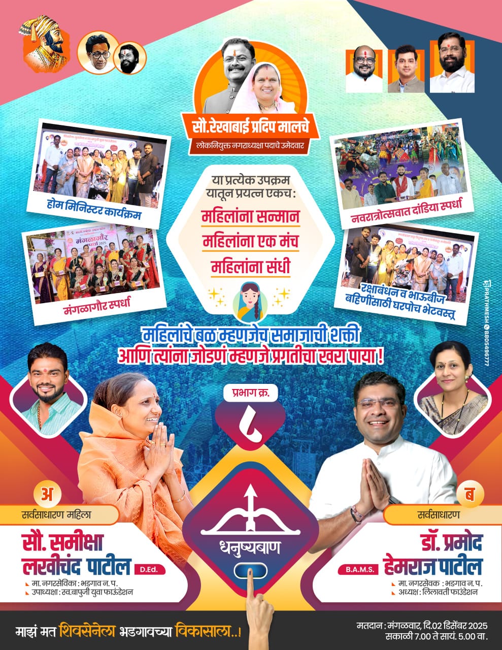 प्रभाग क्र. ८ मध्ये समीक्षा पाटील व डॉ. प्रमोद पाटील यांच्या प्रचाराला जोरदार प्रतिसाद