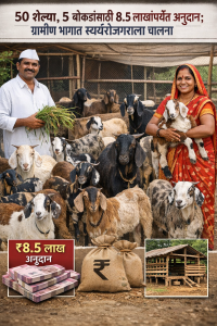 ५० शेळ्या, ५ बोकडांसाठी ८.५ लाखांपर्यंत अनुदान; ग्रामीण भागात स्वयंरोजगाराला चालना 
